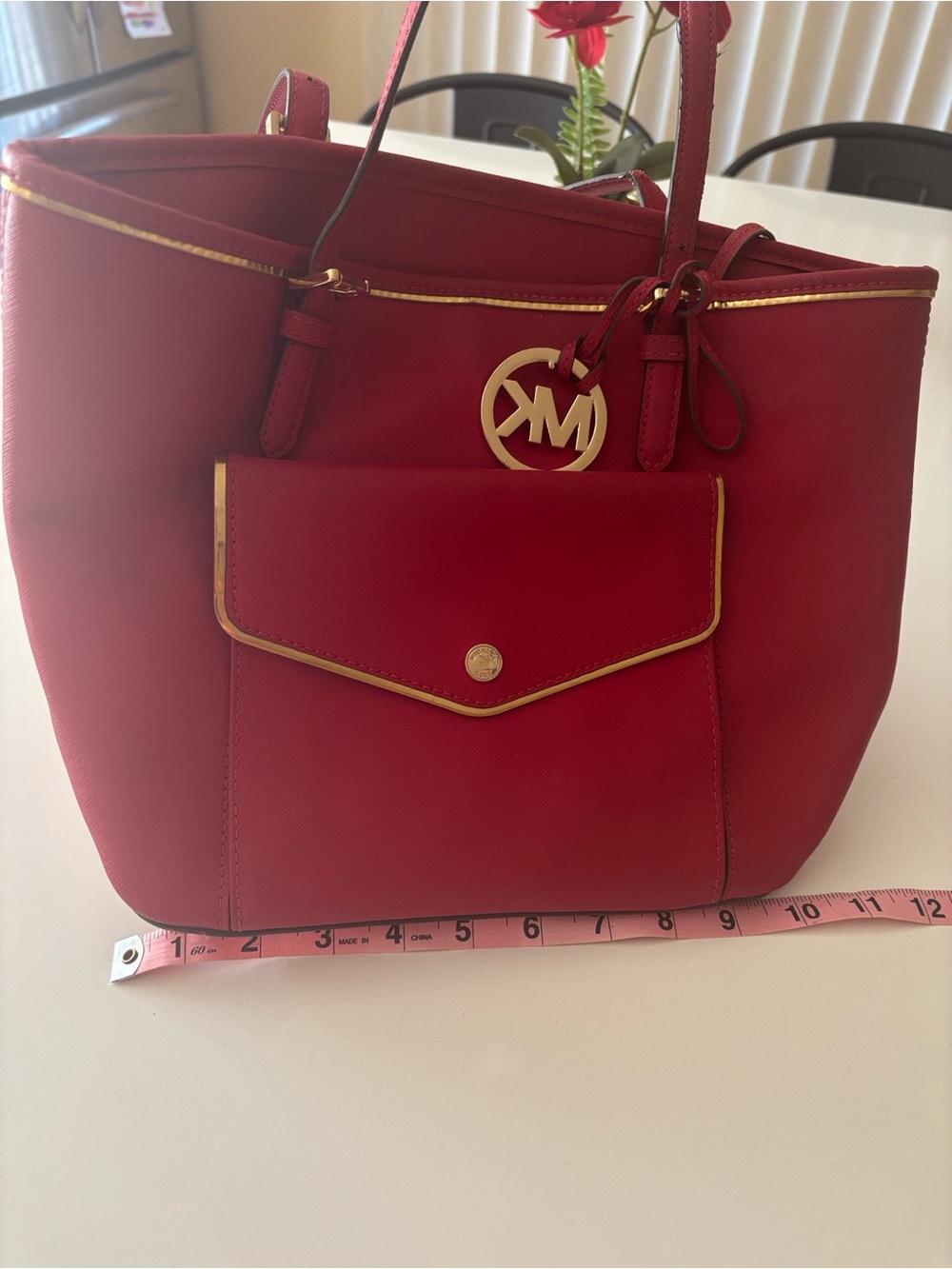 Michael Kors Red Tote with Gold Hardware - Picture 13 of 13
